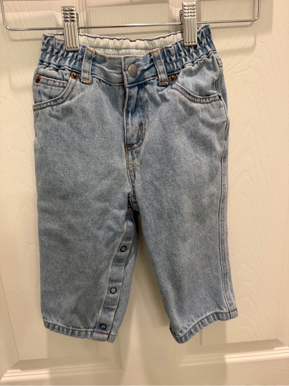 Vintage Baby Gap Classic Crest Jeans 12-18M Light Wash snap leg